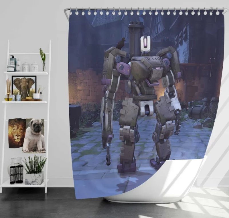 Overwatch Halloween Bastion Bath Shower Curtain