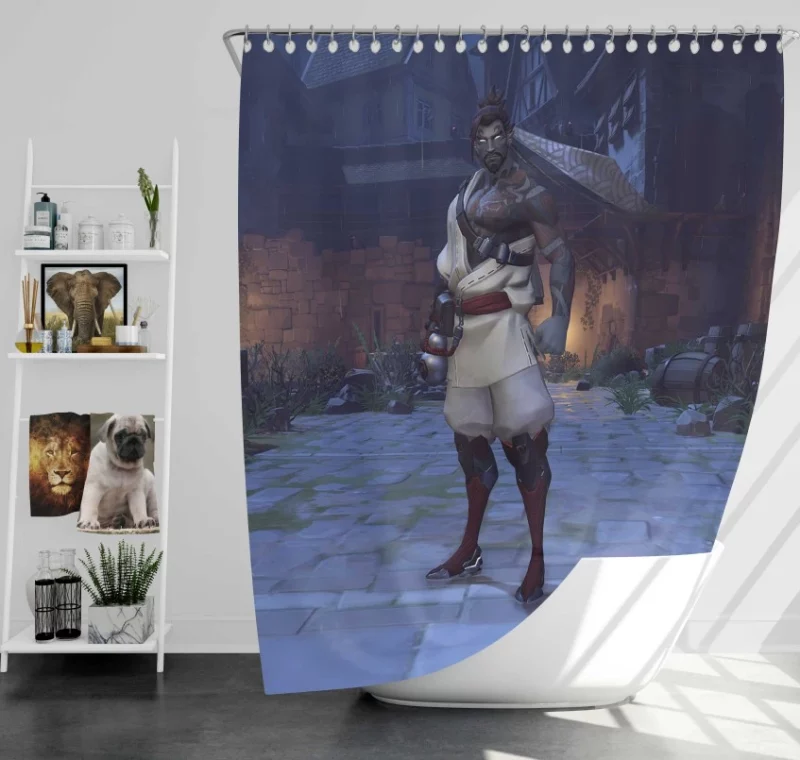 Overwatch Halloween Hanzo Bath Shower Curtain