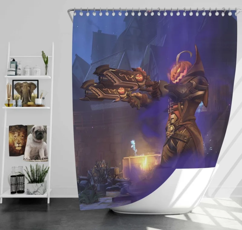 Overwatch Halloween Reaper Super Bath Shower Curtain