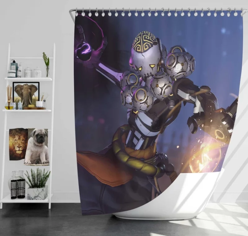 Overwatch Halloween Zenyatta Bath Shower Curtain