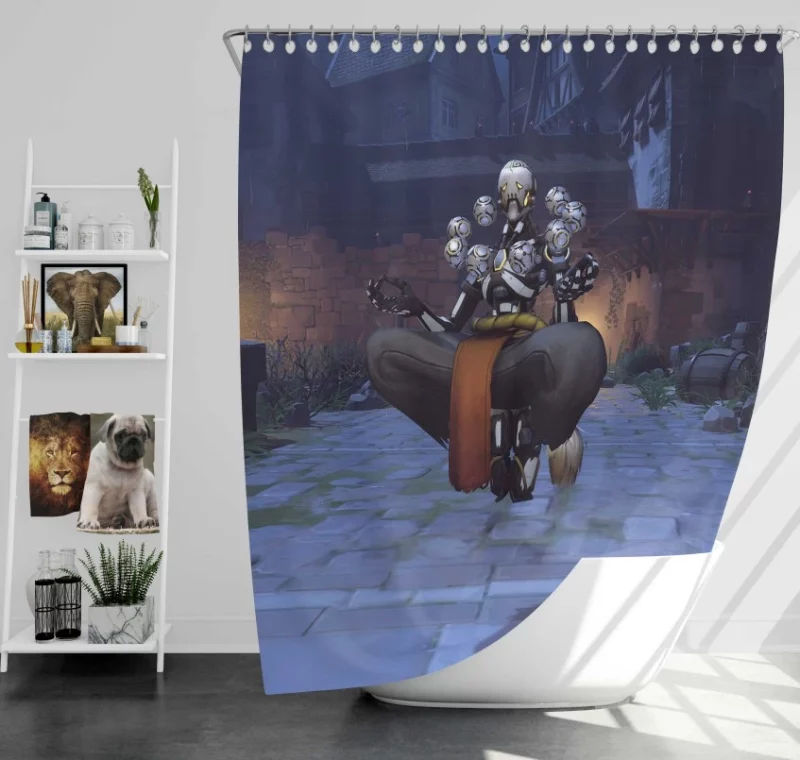 Overwatch Halloween Zenyatta Super Bath Shower Curtain