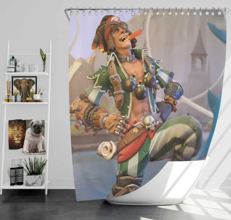 Overwatch Junkrat High Quality Bath Shower Curtain