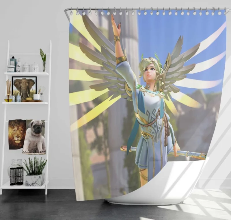 Overwatch Mercy Amazing Bath Shower Curtain