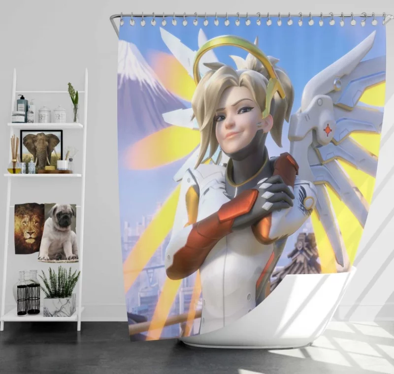 Overwatch Mercy Fabulous Bath Shower Curtain