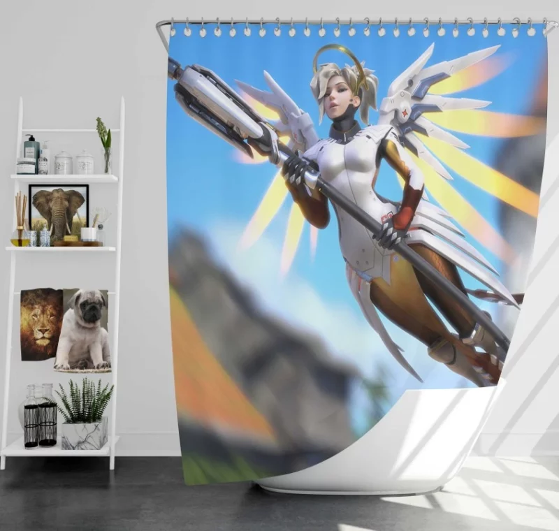 Overwatch Mercy High Quality Bath Shower Curtain