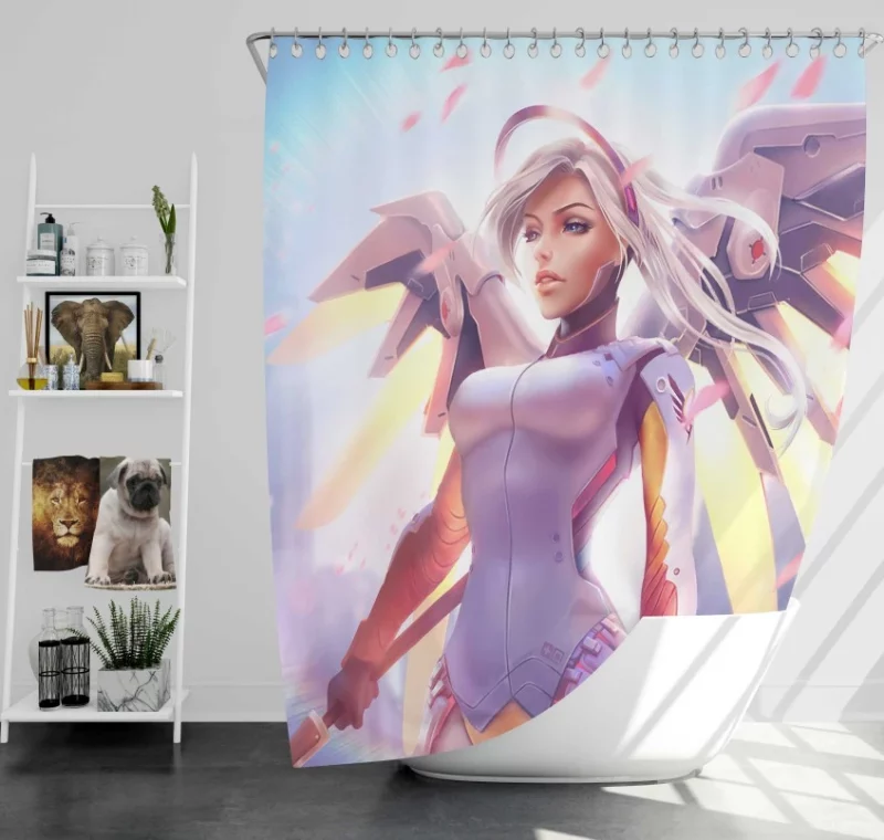 Overwatch Mercy Modern Bath Shower Curtain