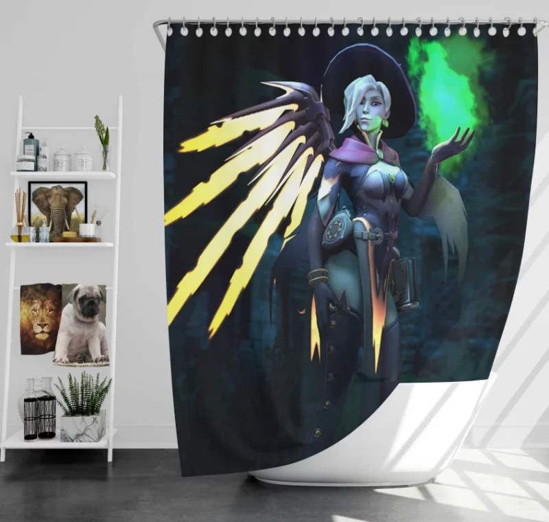 Overwatch Mercy Outstanding Bath Shower Curtain