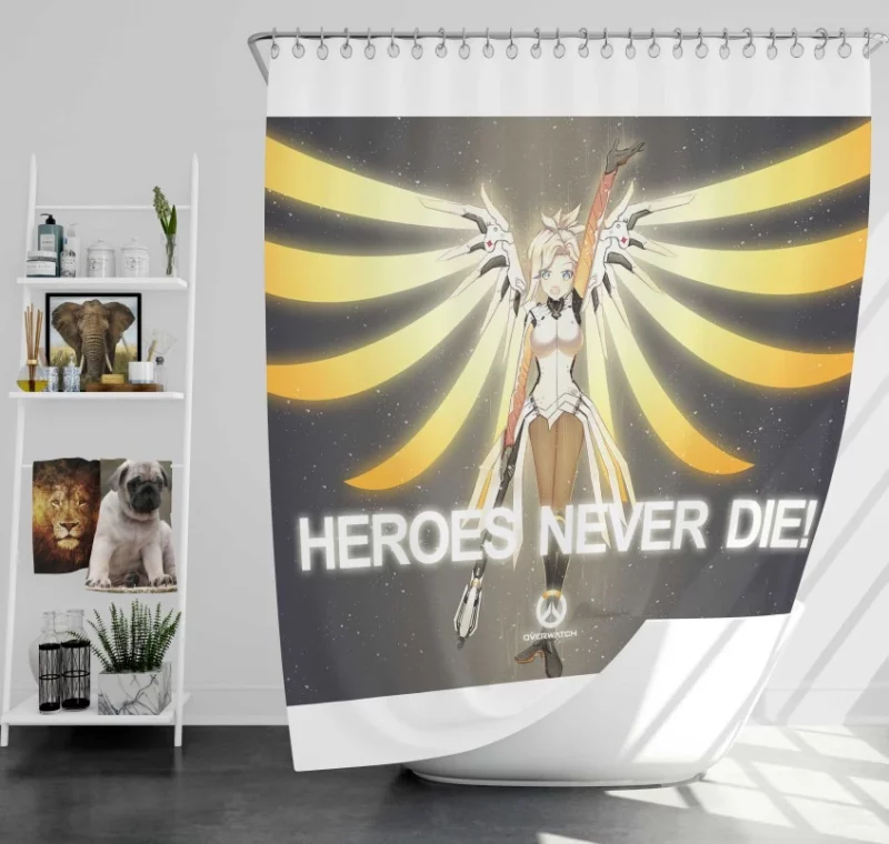 Overwatch Mercy Stylish Bath Shower Curtain