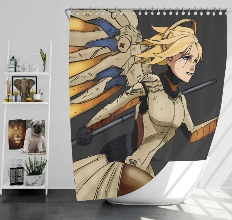 Overwatch Mercy Super Bath Shower Curtain