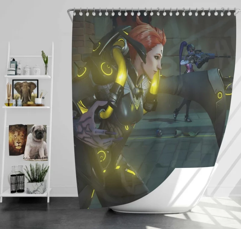 Overwatch Moira Awesome Bath Shower Curtain