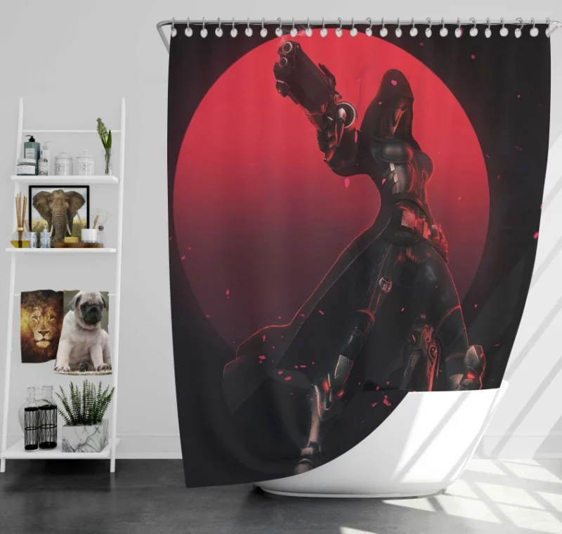 Overwatch Reaper Weapon Woman Warrior Genderbend Bath Shower Curtain