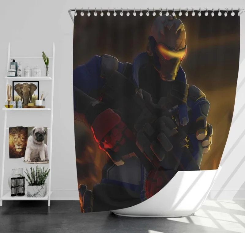 Overwatch Soldier 76 Super Bath Shower Curtain