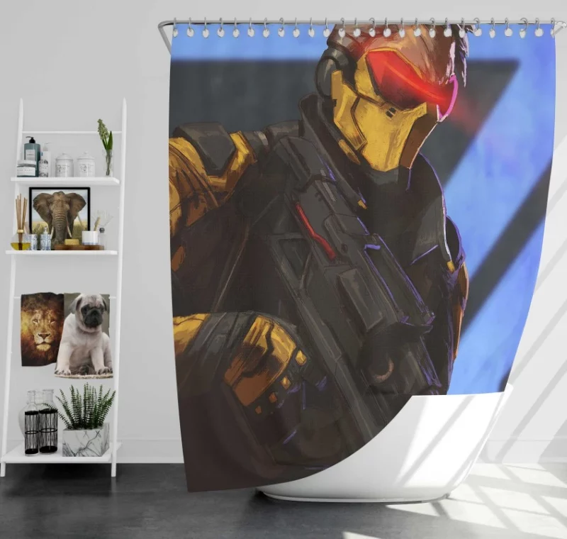 Overwatch Soldier 76 Warrior Weapon Bath Shower Curtain