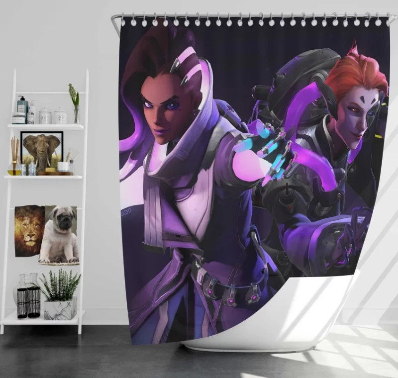 Overwatch Sombra Moira Bath Shower Curtain