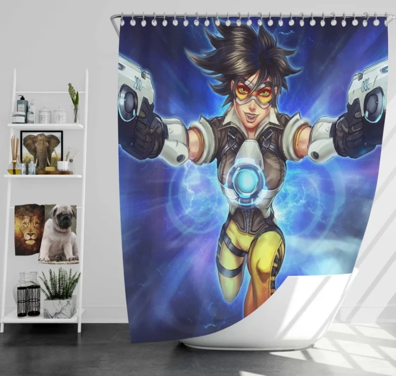 Overwatch Tracer Amazing Bath Shower Curtain