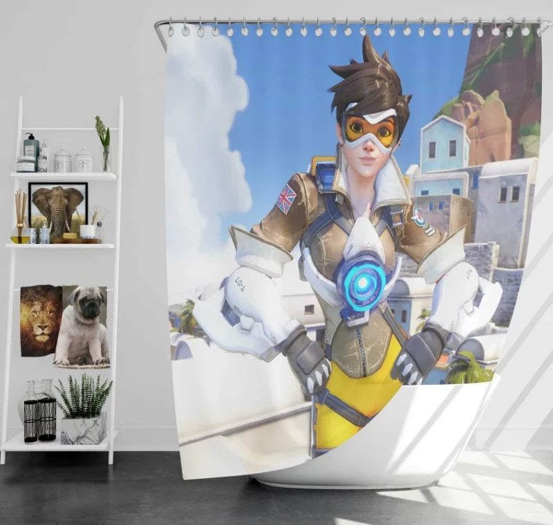 Overwatch Tracer Amazing Quality Bath Shower Curtain