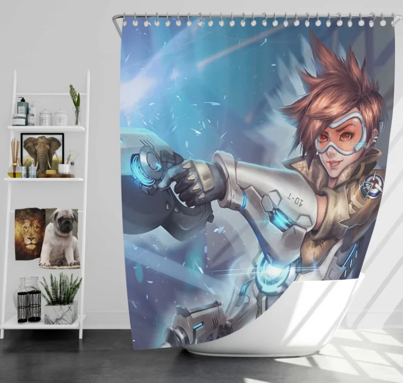 Overwatch Tracer Awesome Bath Shower Curtain