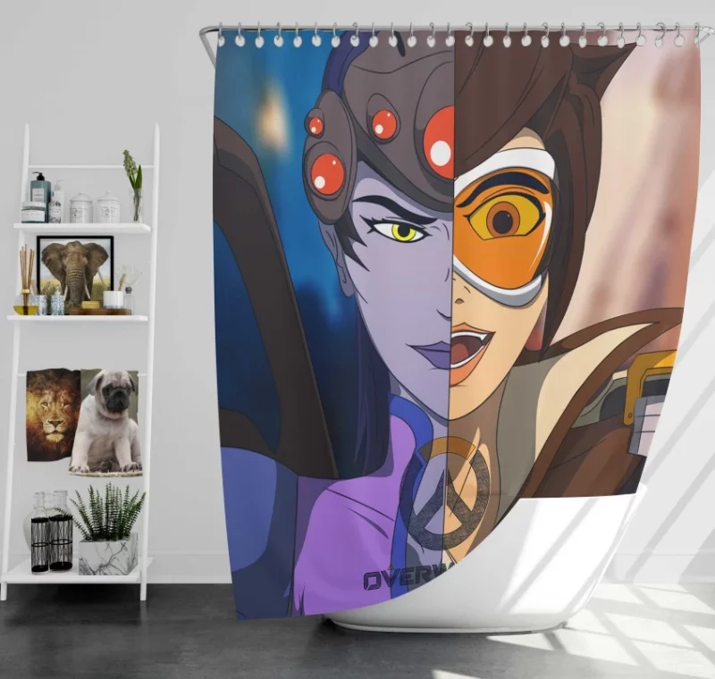 Overwatch Widowmaker Tracer Bath Shower Curtain