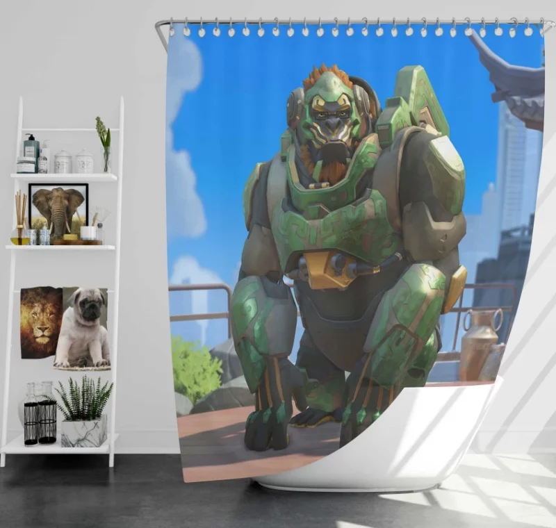 Overwatch Winston High Quality Bath Shower Curtain