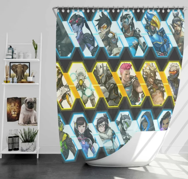 Overwatch Winston Reaper Widowmaker Tracer Symmetra Pharah Hanzo Torbjã¶rn Bastion Mercy Zenyatta Bath Shower Curtain