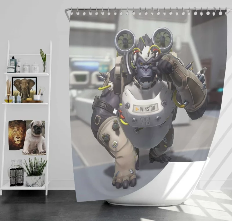 Overwatch Winston Super Bath Shower Curtain