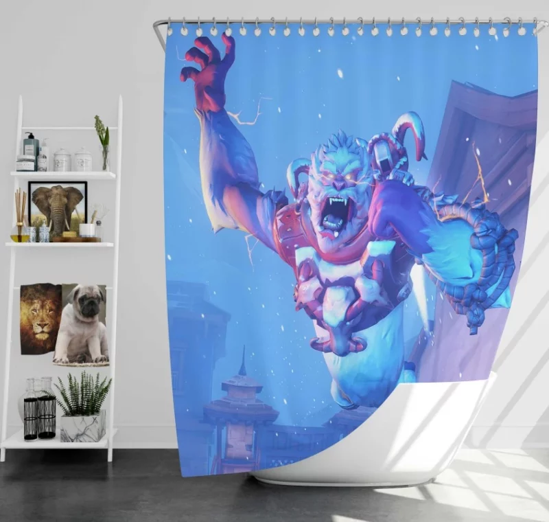 Overwatch Winter Wonderland Winston Primal Rage Bath Shower Curtain