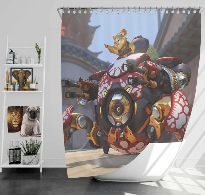 Overwatch Wrecking Ball Bath Shower Curtain