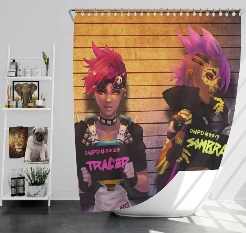 Overwatch Zarya Tracer Sombra Bath Shower Curtain