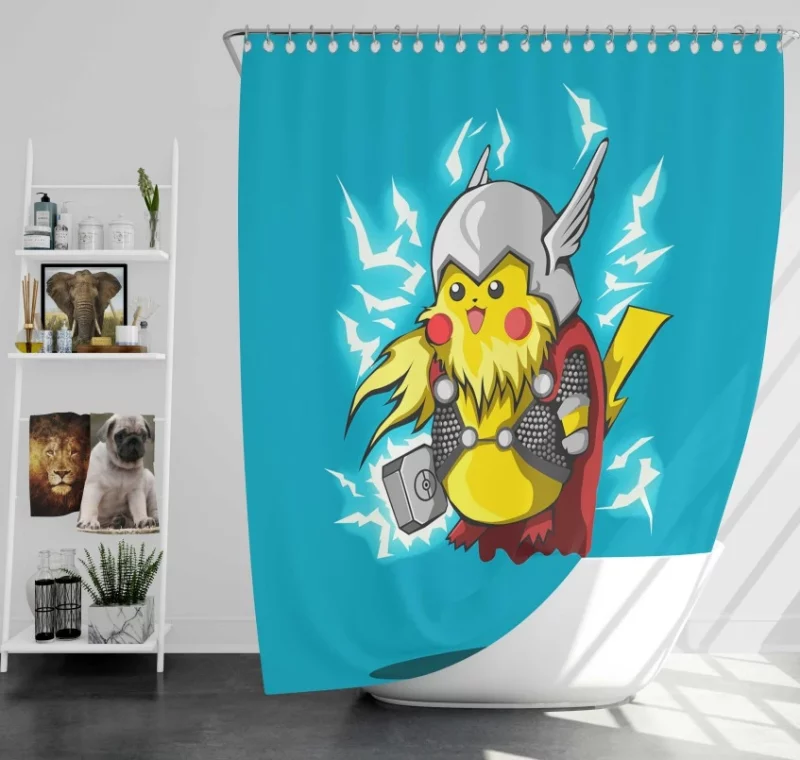 Pikachu Pokémon Flash Zoom Bath Shower Curtain