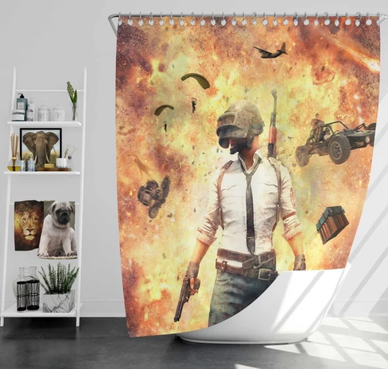 Playerunknowns Battlegrounds Explosion Gun Super Bath Shower Curtain