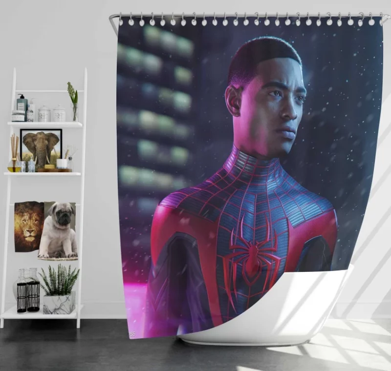 Pleasurable Spider man Miles Morales Bath Shower Curtain