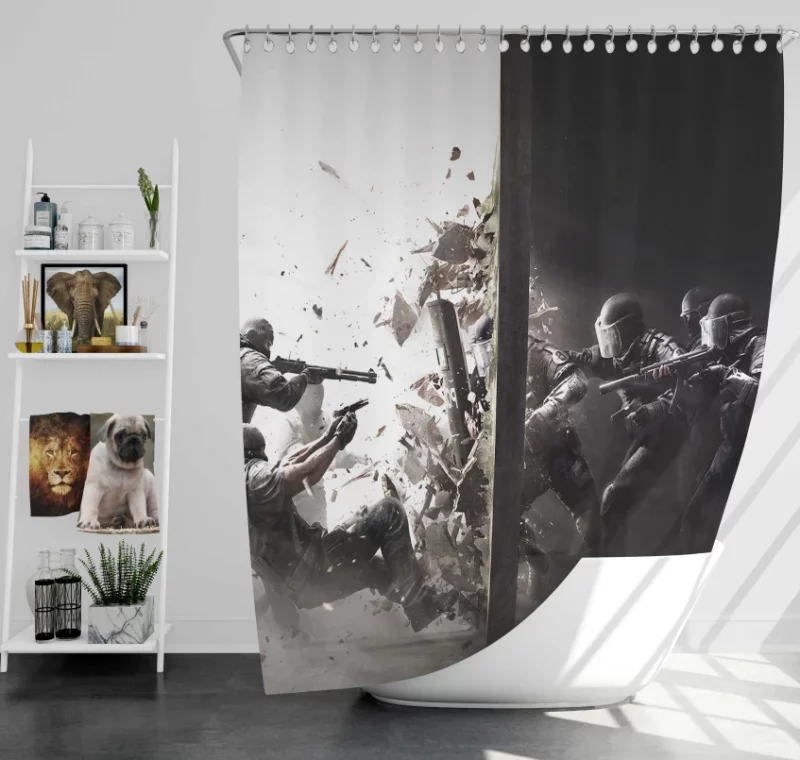 Pleasurable Tom Clancys Rainbow Six Siege Video Game Themed Bath Shower Curtain