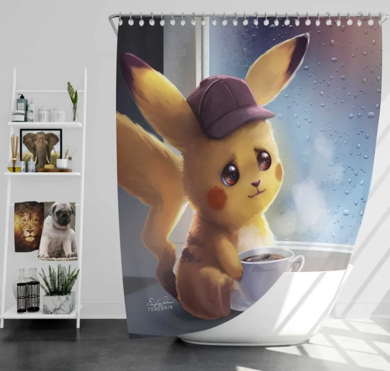 Pokémon Detective Pikachu Bulbasaur Bath Shower Curtain