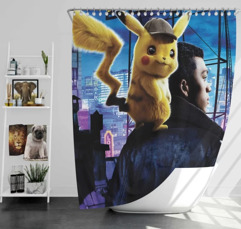 Pokémon Detective Pikachu Cup Coffee Hat Window Bath Shower Curtain