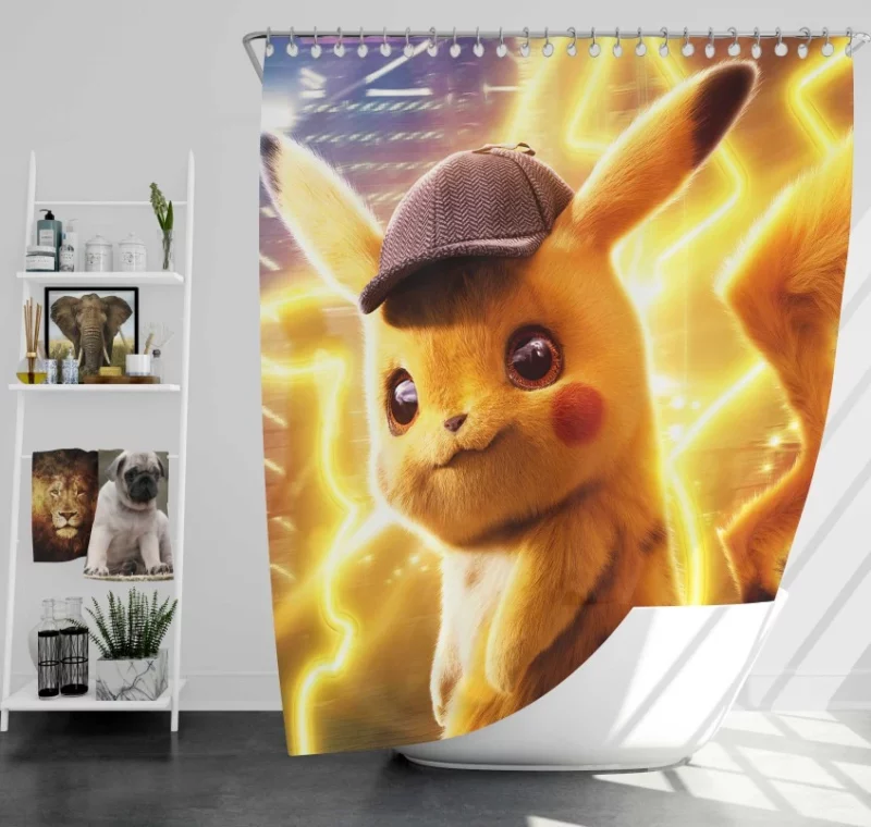 Pokémon Detective Pikachu Psyduck Snorlax Charizard Mr. Mime Squirtle Bulbasaur Charmander Jigglypuff Rattata Snubbull Ludicolo Loudred Bath Shower Curtain