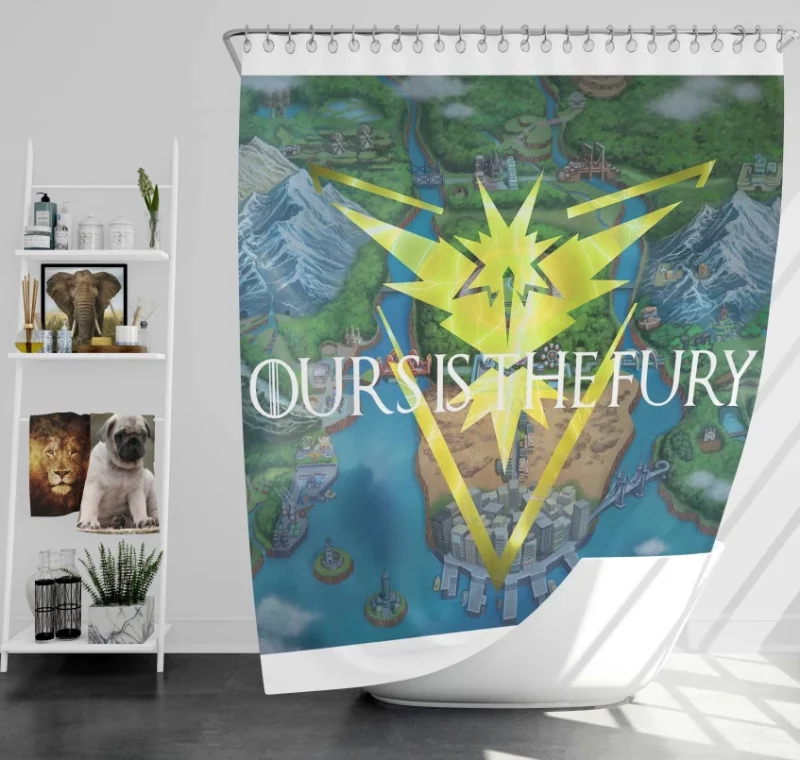 Pokemon Go Team Mystic Quality Bath Shower Curtain