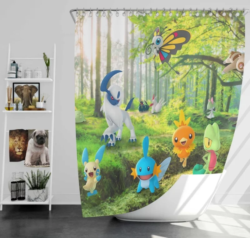 Pokemon Lets Go Pikachu And Eevee Pikachu Oddish Rattata Chase Elaine Bath Shower Curtain