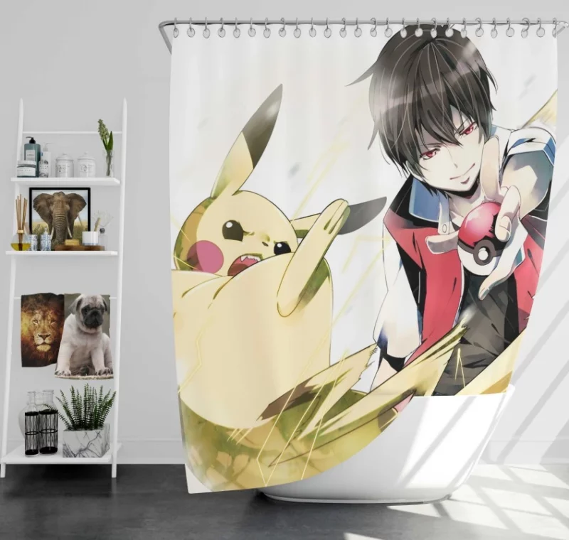 Pokémon Raichu Pokeball Bath Shower Curtain