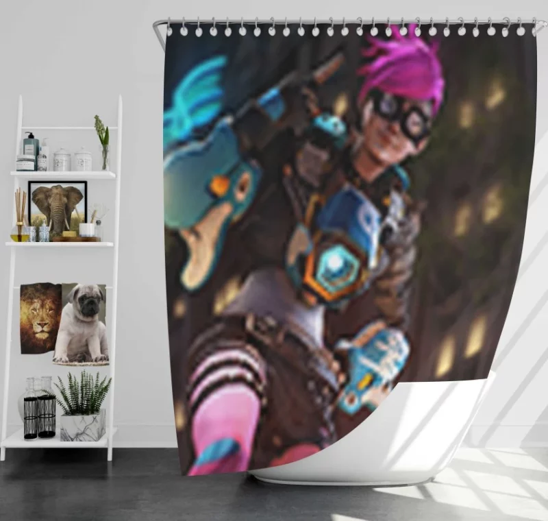 Punk Ass Girl Overwatch Tracer Bath Shower Curtain