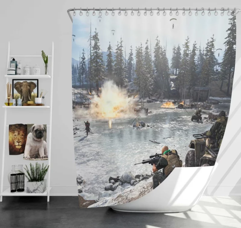 RELAXING Call Of Duty Warzone Background Themed Bath Shower Curtain