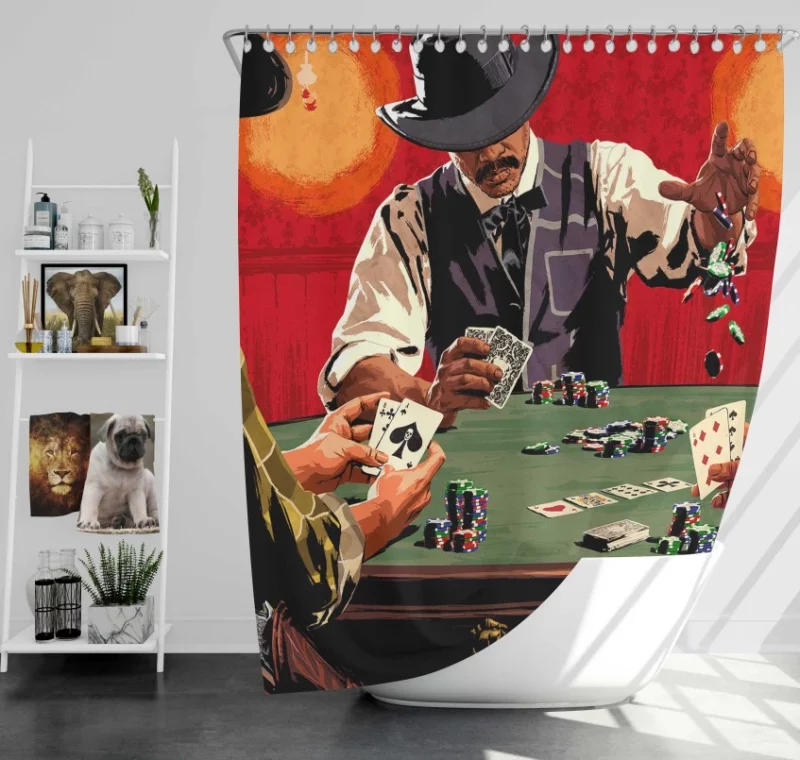 Red Dead Redemption 2 Poker Bath Shower Curtain