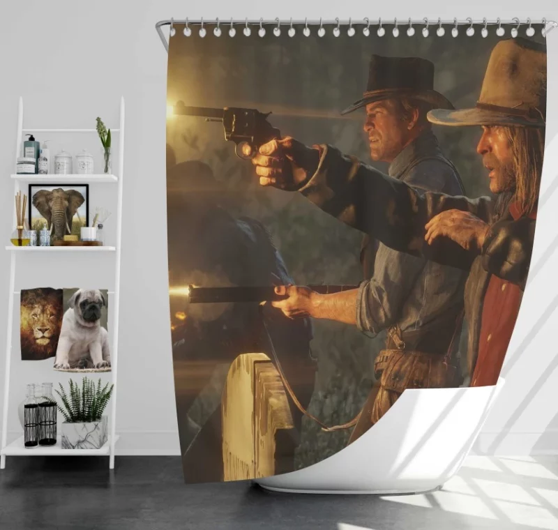 Red Dead Redemption Arthur Morgan Micah Bell Bath Shower Curtain