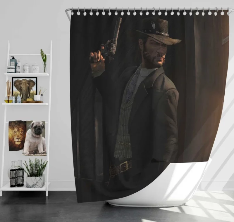 Red Dead Redemption Themed Bath Shower Curtain