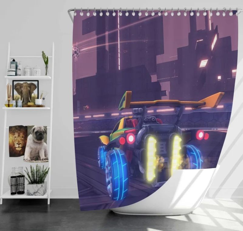 Rocket League Neon Bath Shower Curtain