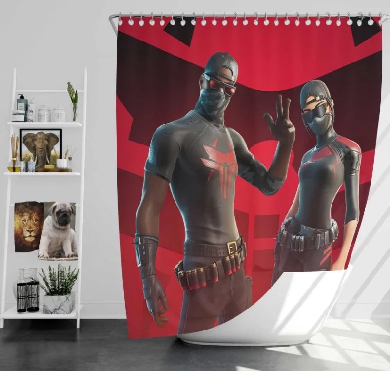 Scarlet Commander Fortnite Bath Shower Curtain