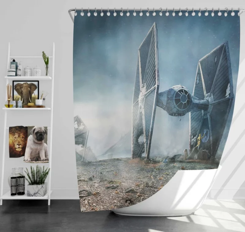 Sci Fi Star Wars Clone Trooper Battle Warrior Explosion Spaceship Weapon Bath Shower Curtain