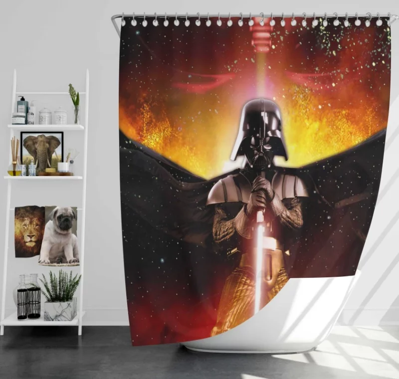 Sci Fi Star Wars Darth Vader Sith Lightsaber Bath Shower Curtain