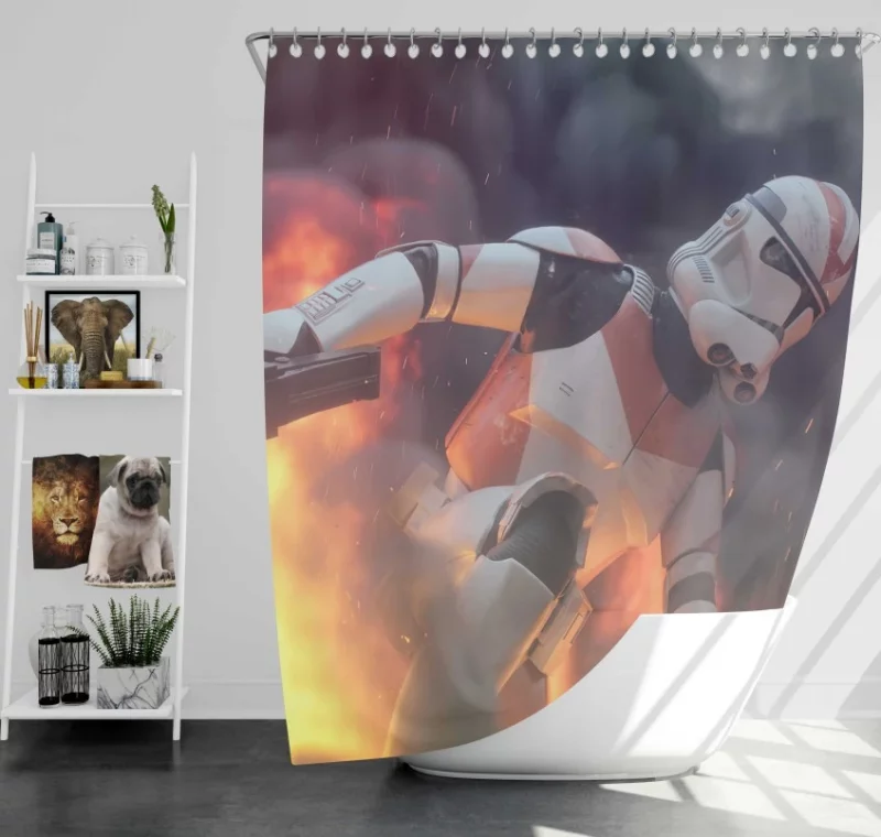 Sci Fi Star Wars Darth Vader Stormtrooper Figurine Bath Shower Curtain