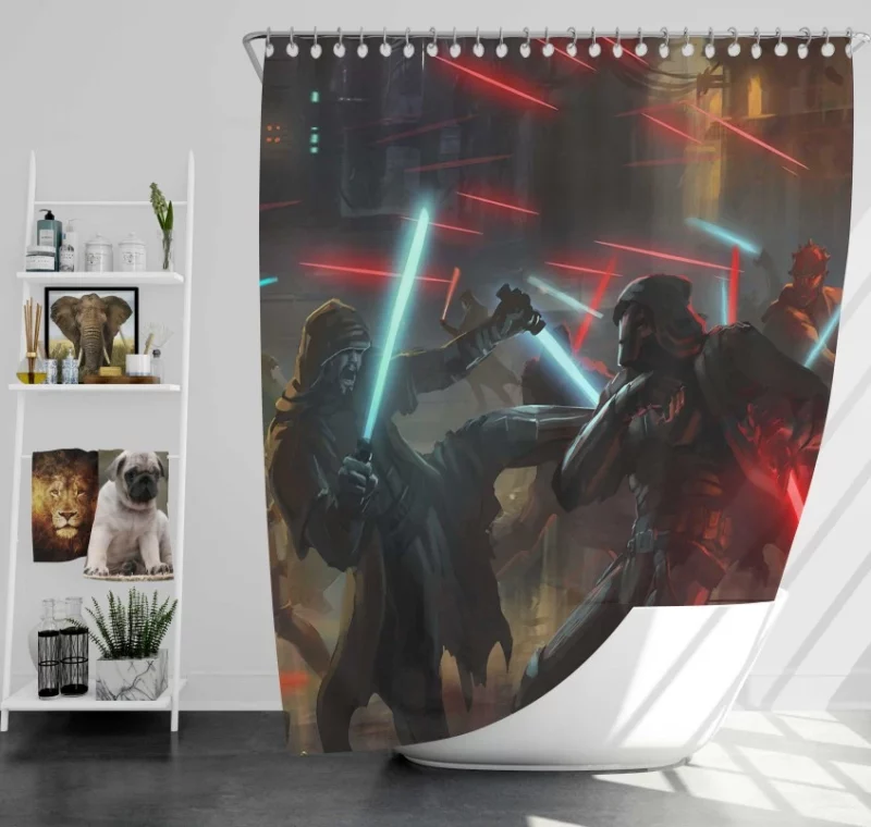 Sci Fi Star Wars Lightsaber Sith Darth Vader Bath Shower Curtain