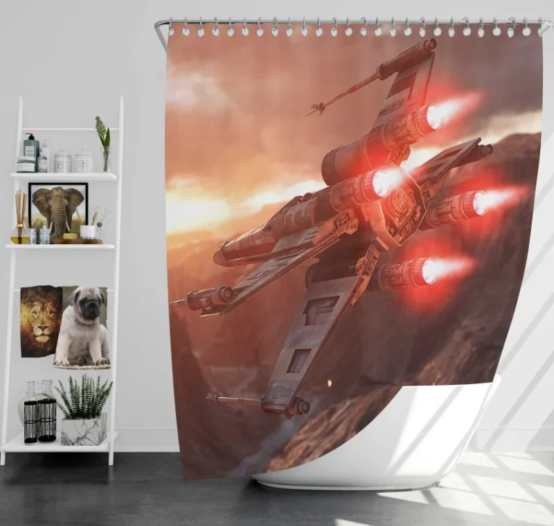 Sci Fi Star Wars Spaceship Star Destroyer Death Star Princess Leia CR90 Corvette Bath Shower Curtain